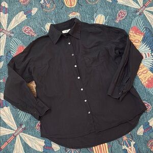 Natural Life oversized Cotton button down long tail shirt XS/S